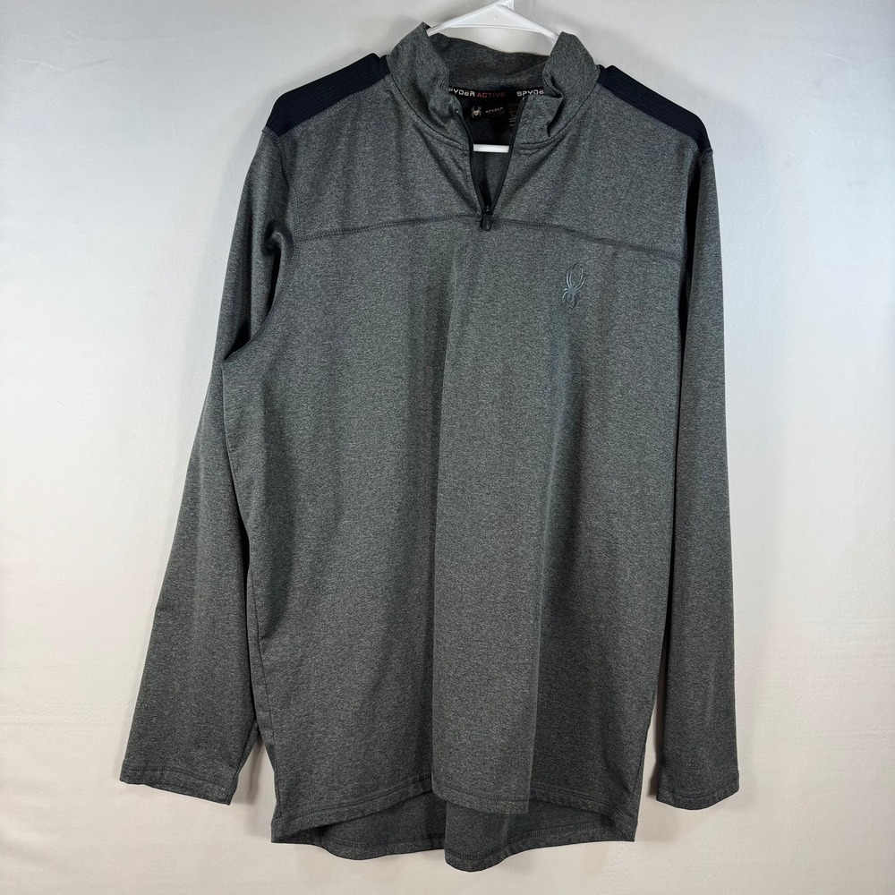 Spyder Active Mens Large Gray Heather Quarter Zip Pullover SPM808U Logo Ski Top